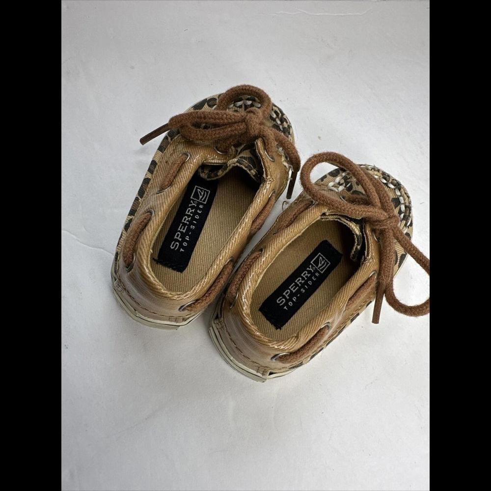 Cheetah Sperry GIRL Toddler Shoresider Jr. Leather Slip-On Boat Shoes Size 1m
